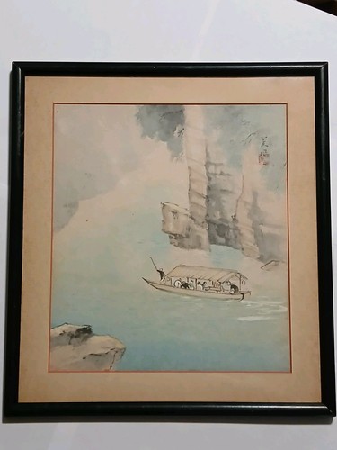 Quadro cinese giapponese barca