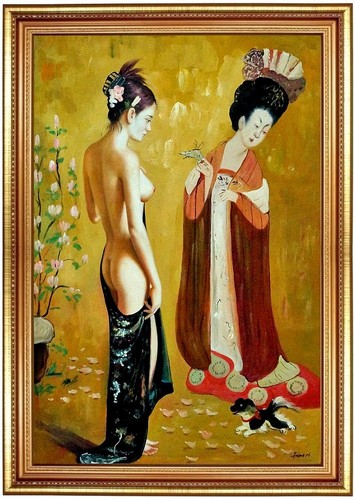 Quadro olio donna erotica - donna,