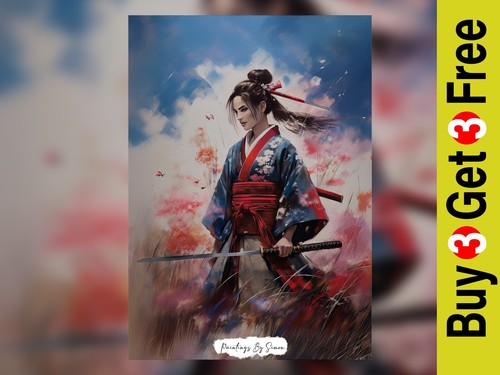 Samurai donna guerriera stampa - donna,